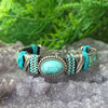 Turquoise South Western Themed Leather Bracelet - Artisan Made